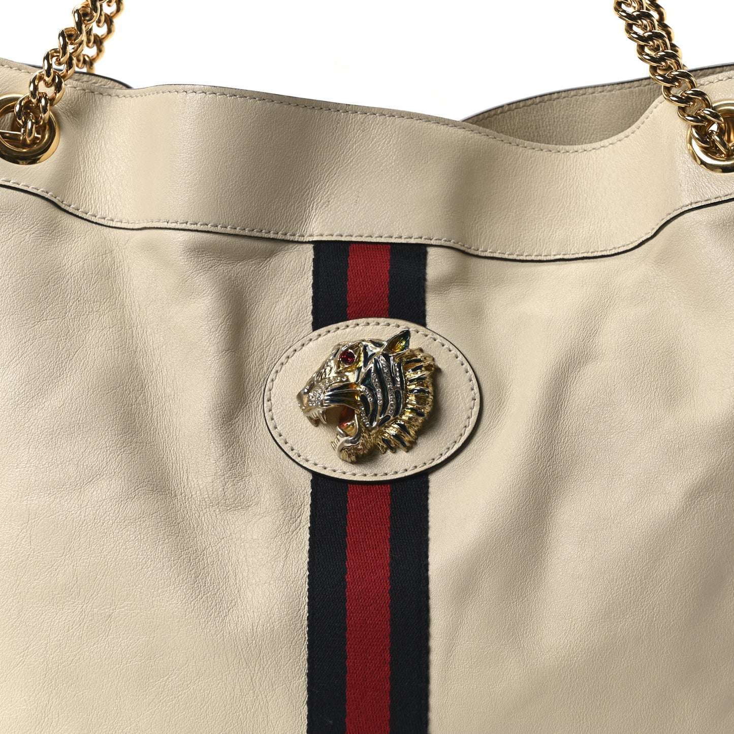 Calfskin Large Rajah Chain Tote White