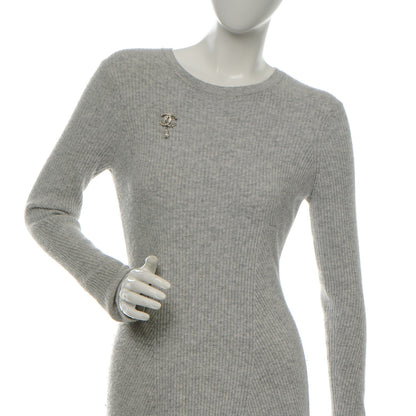 Chanel Crystal Pearl CC Drop Brooch Silver 2 of 4