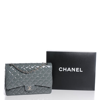 Chanel Patent Quilted Maxi Single Flap Grey 9 of 9