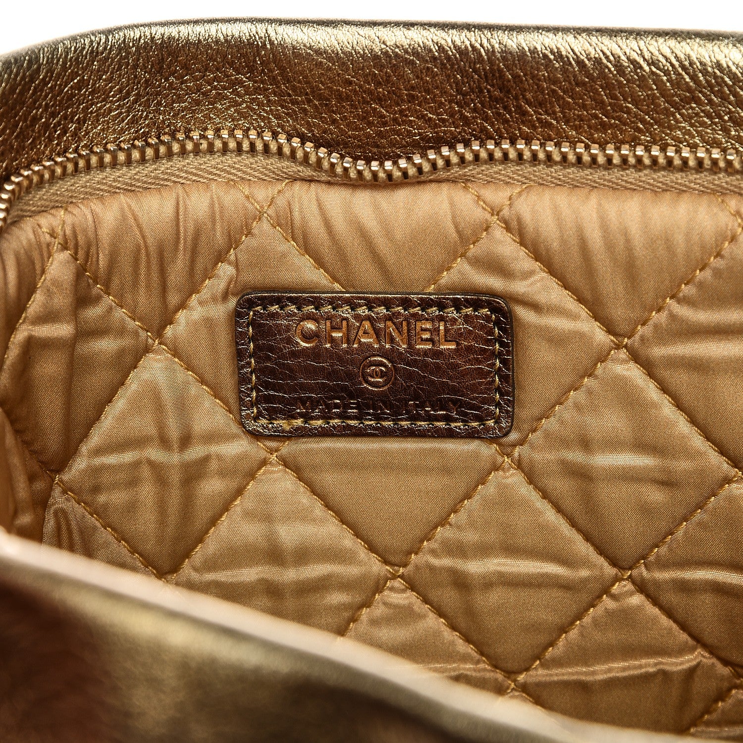Chanel Metallic Lambskin Quilted Beauty CC Boy Clutch Gold 6 of 9