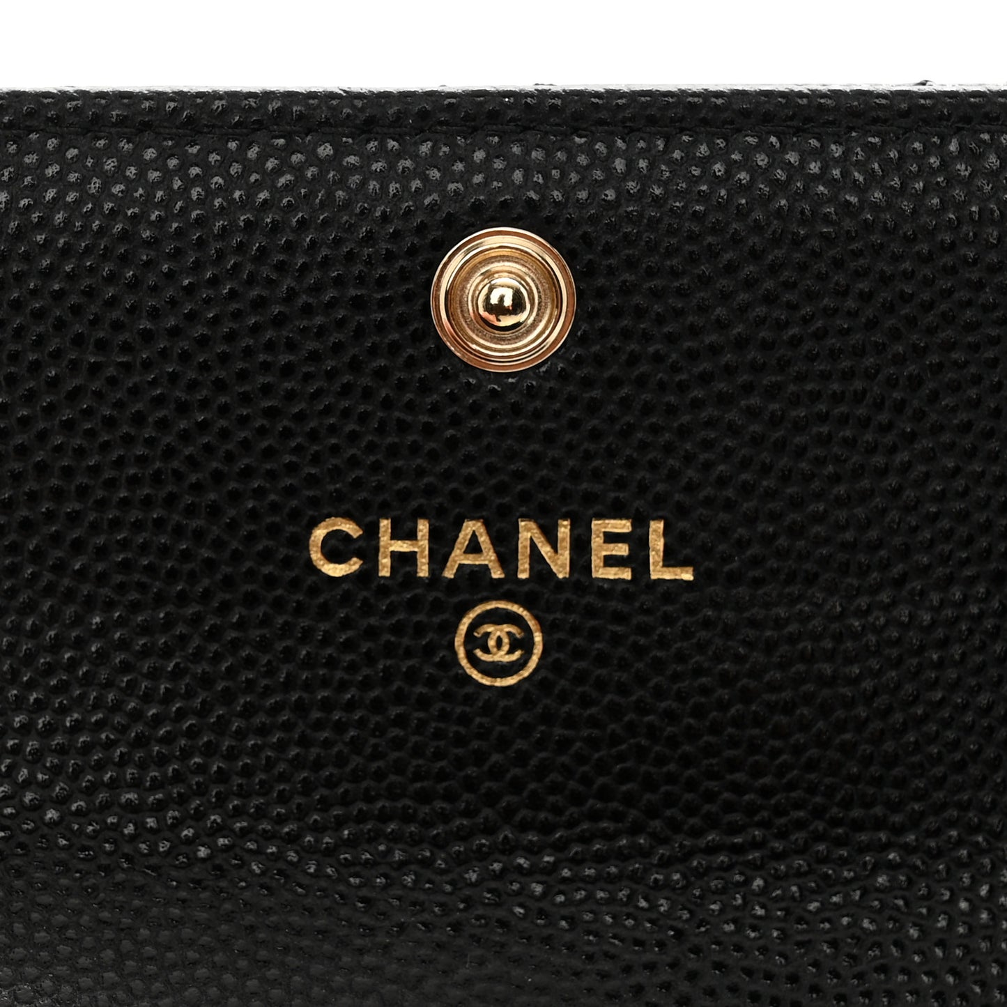 Caviar Quilted Crystal CC Flap Card Holder Black