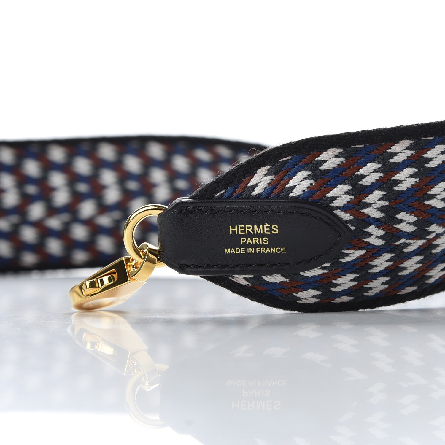 Hermes Toile Swift 50mm Sangle ZigZag Shoulder Strap Black White Deep Blue 4 of 4