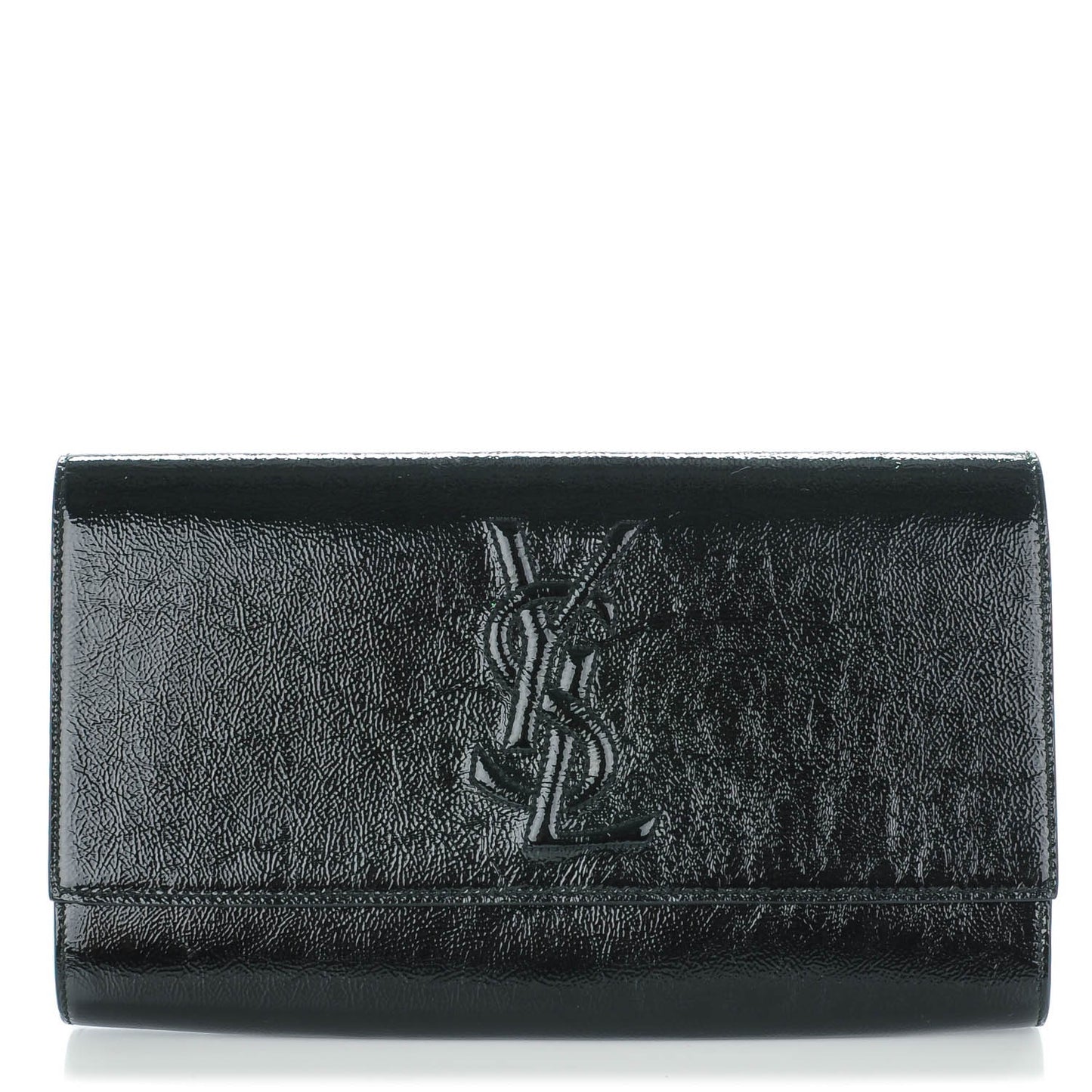 Textured Patent Monogram Large Belle De Jour Clutch Black