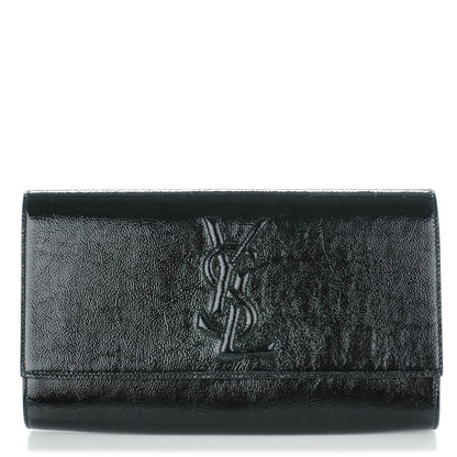 Saint Laurent Textured Patent Monogram Large Belle De Jour Clutch Black 1 of 7