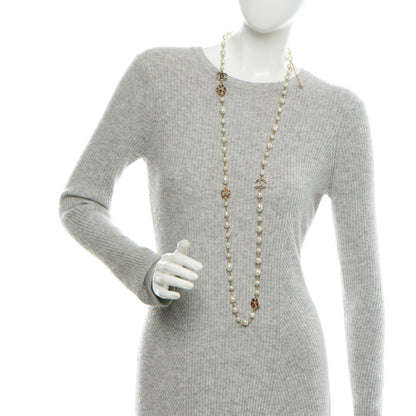 Chanel Pearl Enamel CC Camellia Long Necklace Black Red Gold 2 of 5