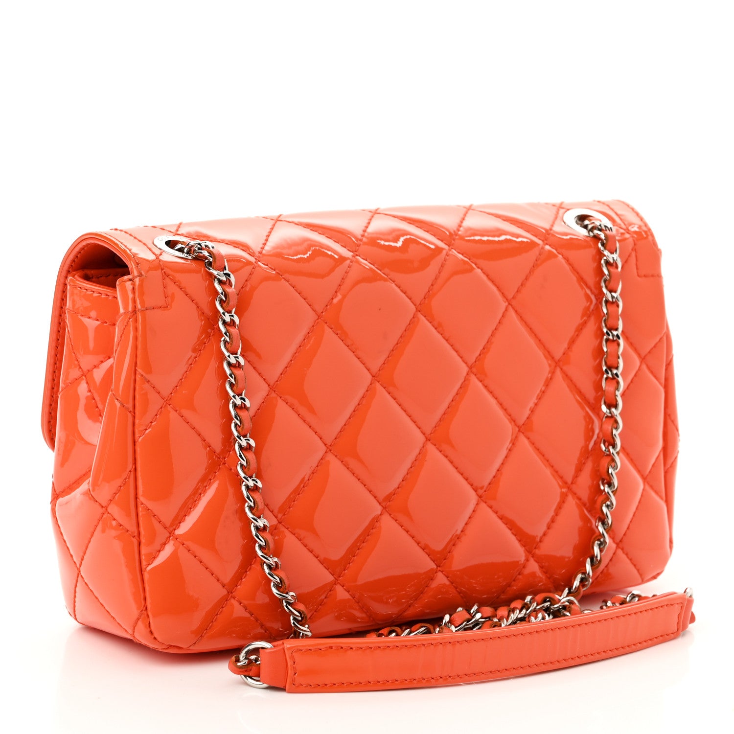 Chanel Patent Quilted Small Coco Shine Flap Orange 3 of 12