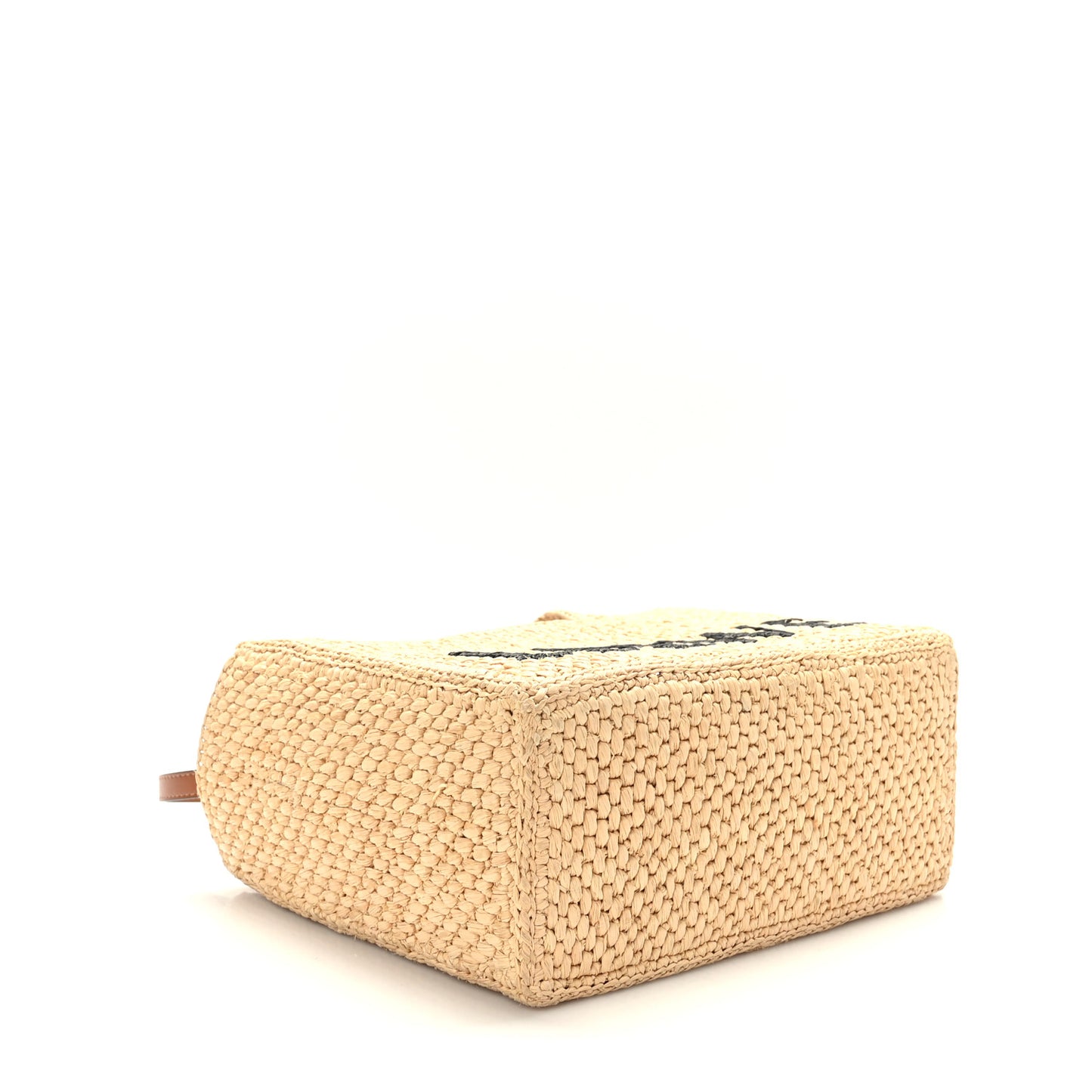 Raffia Small Paula's Ibiza Logo Tote Natural Tan