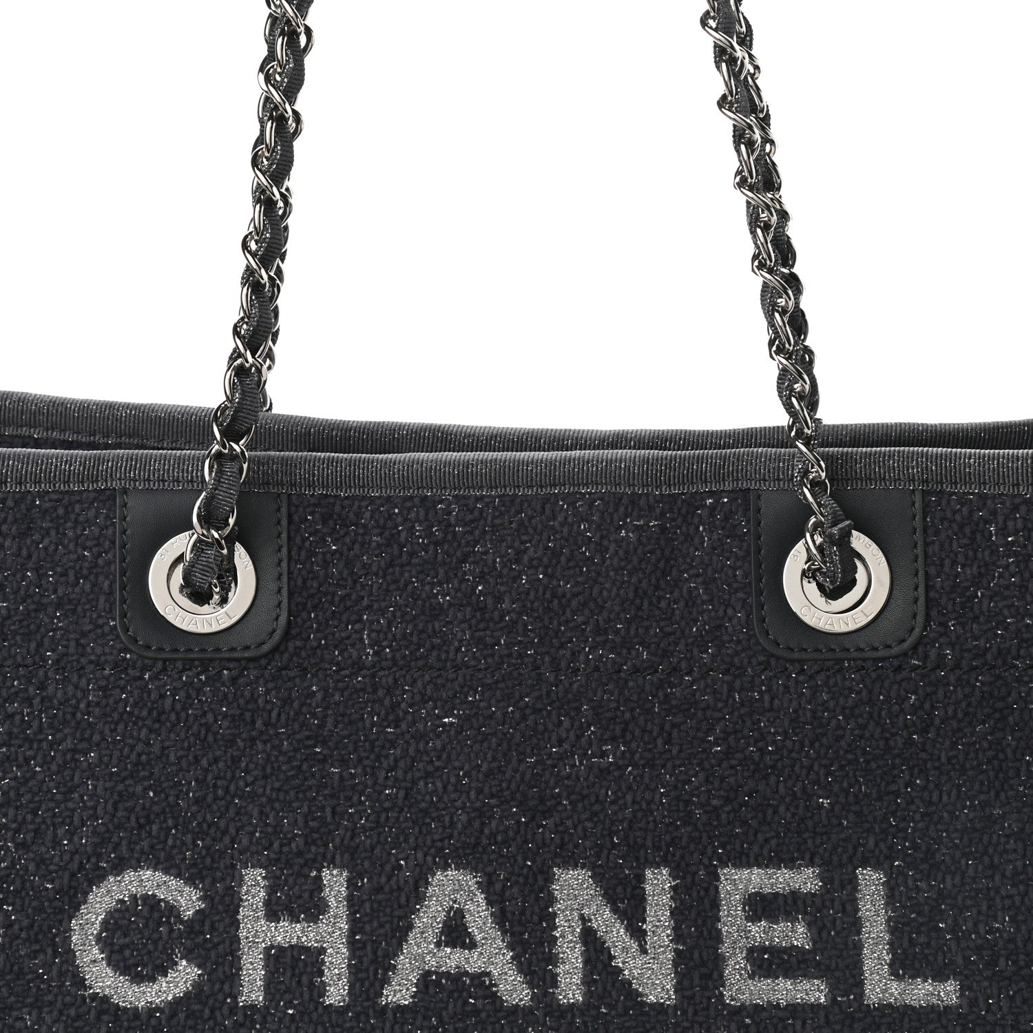 Chanel Lurex Boucle Small Deauville Tote Gray 8 of 10