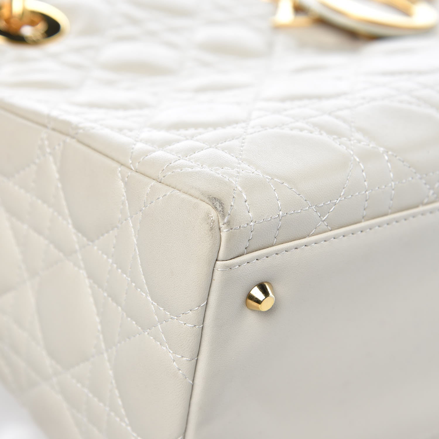 Christian Dior Lambskin Cannage Medium Lady Dior White 10 of 15