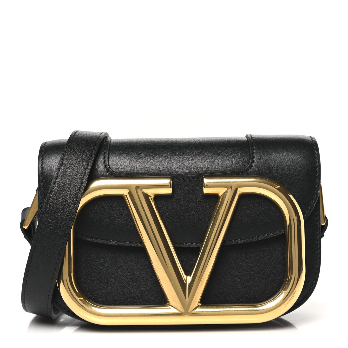 Calfskin Small Supervee Crossbody Bag Black