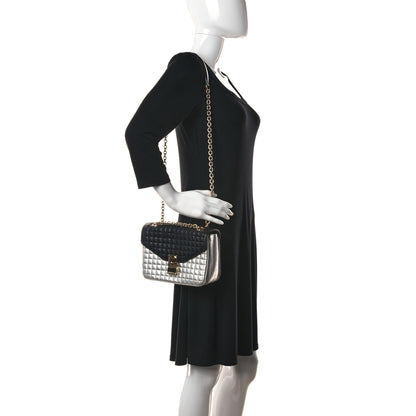 Celine Calfskin Quilted Medium C Bag Silver Black 3 of 14