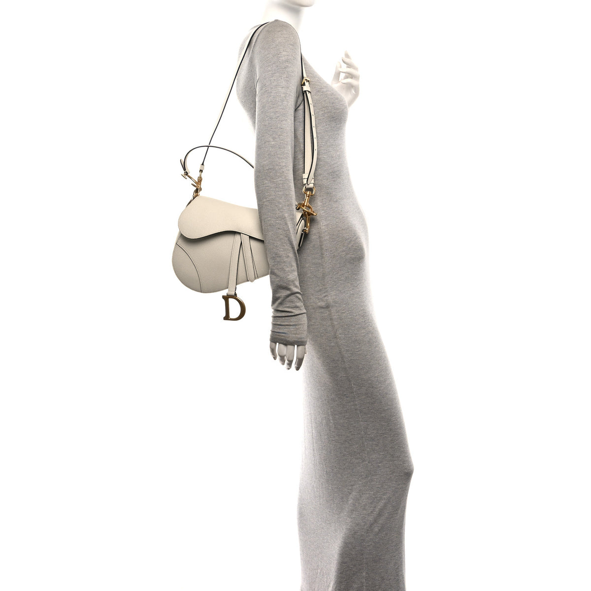 Christian Dior Grained Calfskin Saddle Bag With Strap Latte 2 of 10