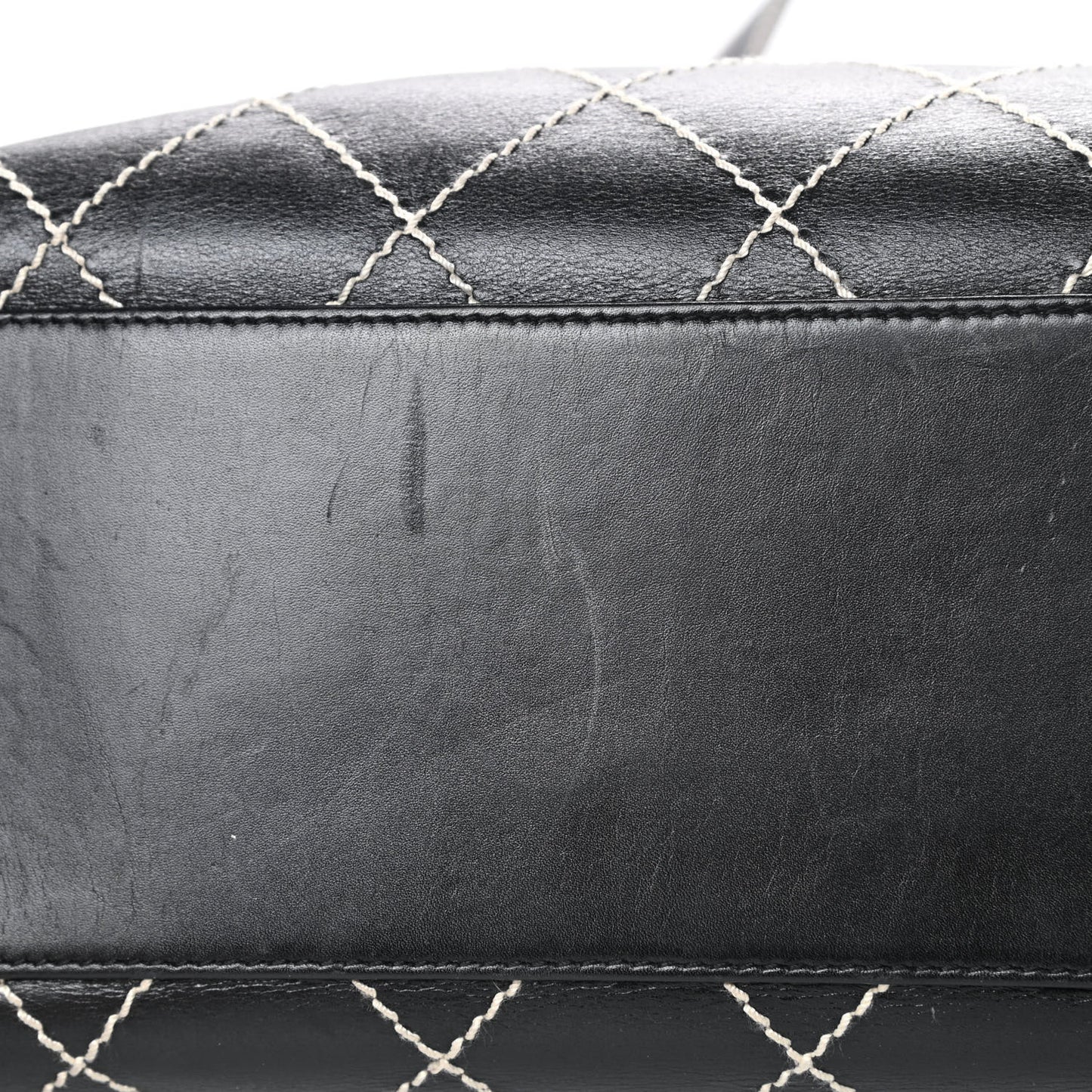 Calfskin Wild Stitch Large Tote Black