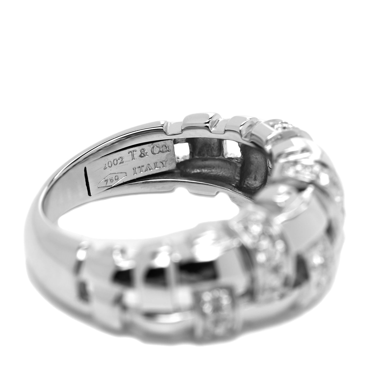 18K White Gold Diamond Vannerie Weave Ring 48 4.5