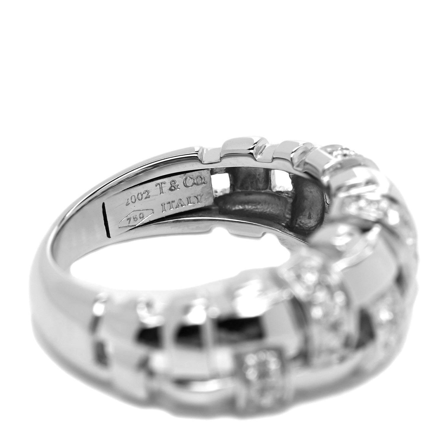Tiffany 18K White Gold Diamond Vannerie Weave Ring 48 4.5 4 of 5