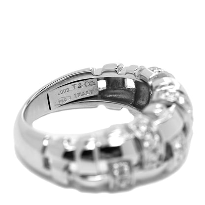 Tiffany 18K White Gold Diamond Vannerie Weave Ring 48 4.5 4 of 5