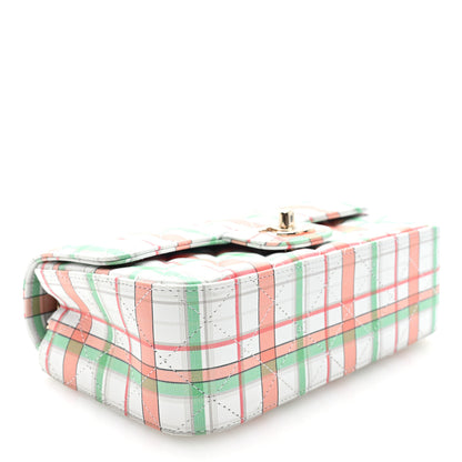 Chanel Calfskin Quilted Plaid Printed Small Single Flap White Multicolor 4 of 10