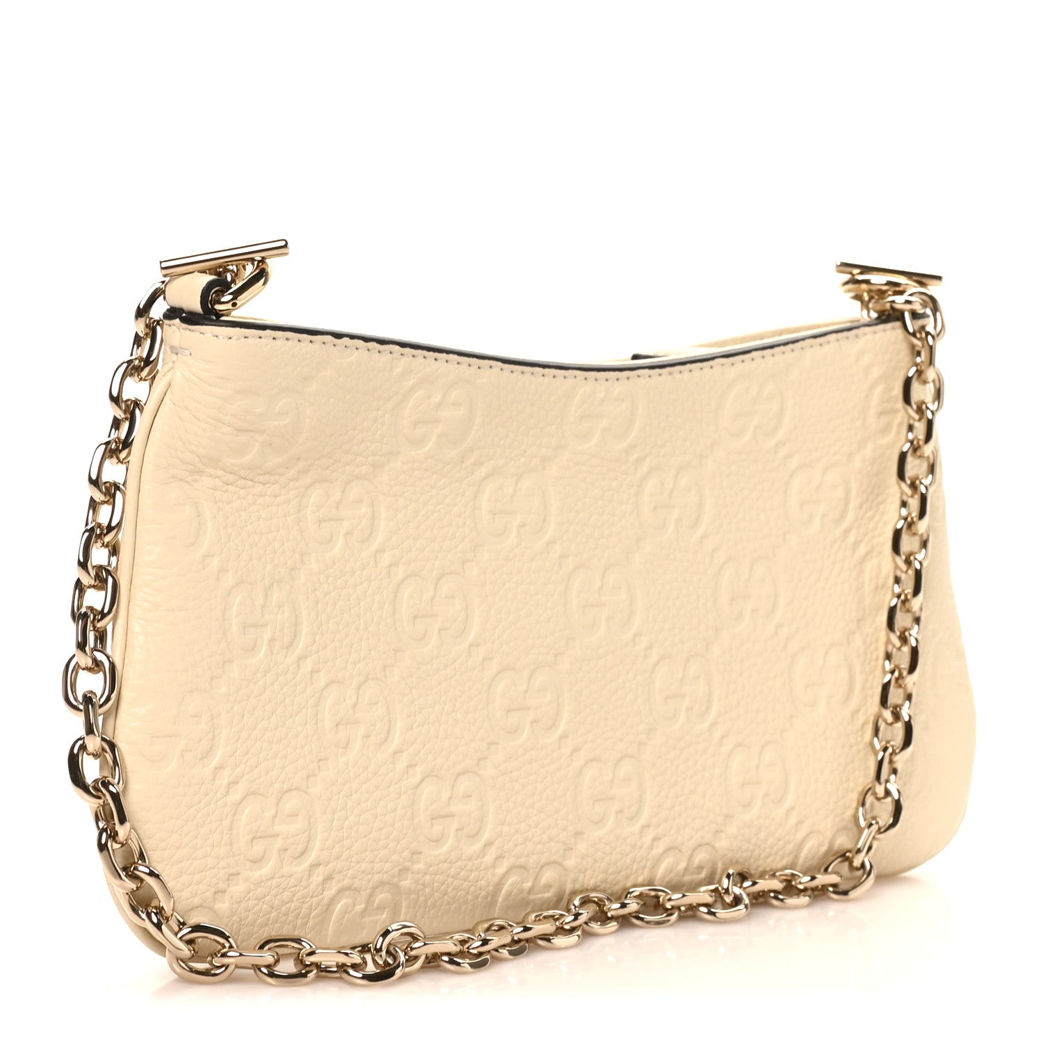 Gucci GG Grainy Calfskin Emblem Super Mini Shoulder Bag Ivory 3 of 11