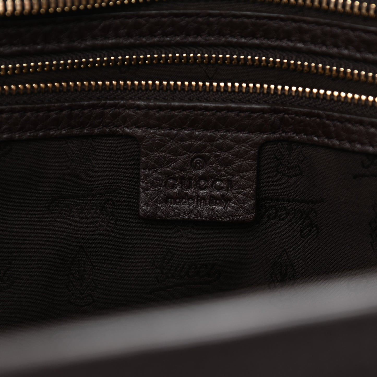 Calfskin Large Web Heritage Tote Dark Brown