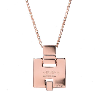 Hermes Rose Gold Plated Lacquered Eileen Pendant Necklace Black 5 of 6