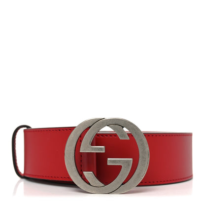 Gucci Selleria Calfskin Mens Interlocking G 37mm Belt 85 34 Rosso 1 of 4