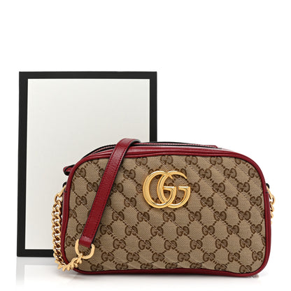 Gucci Monogram Azalea Calfskin Matelasse Diagonal Small GG Marmont Chain Shoulder Bag Beige Ebony New Cherry Red 9 of 9