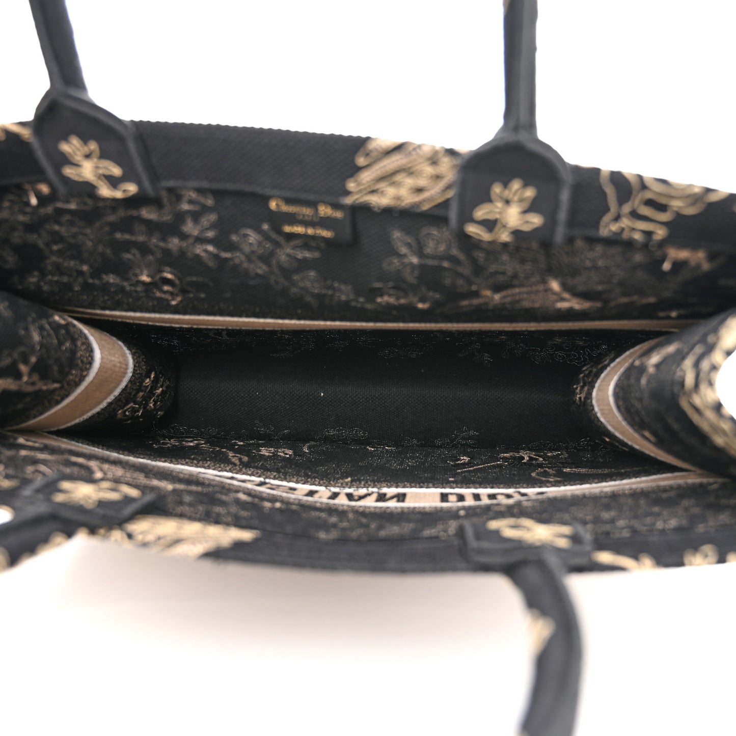 Canvas Embroidered Large Ornamental Cornely Book Tote Black Beige