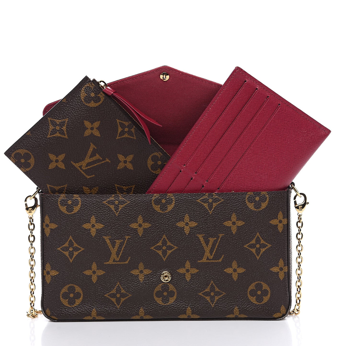 Monogram Pochette Felicie Chain Wallet Fuchsia
