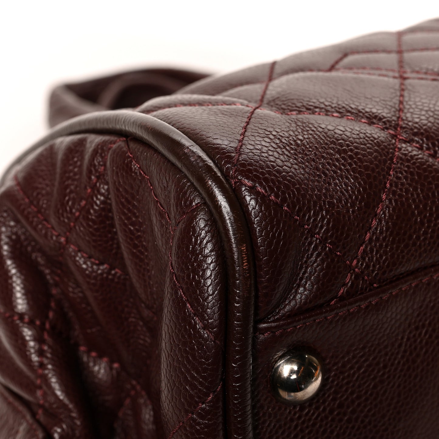 Caviar Quilted CC Timeless Bowler Burgundy