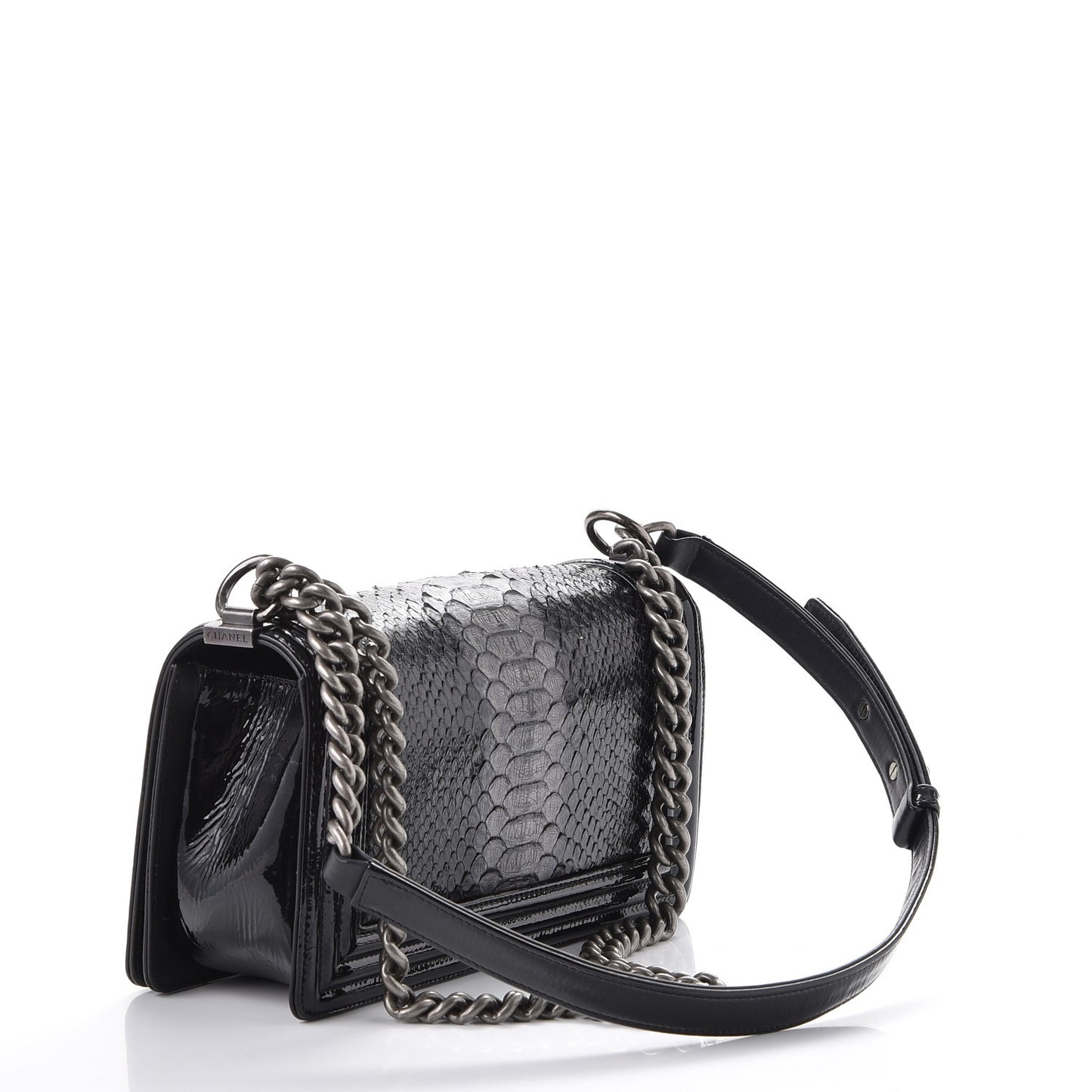 Python Patent Small Boy Flap Black