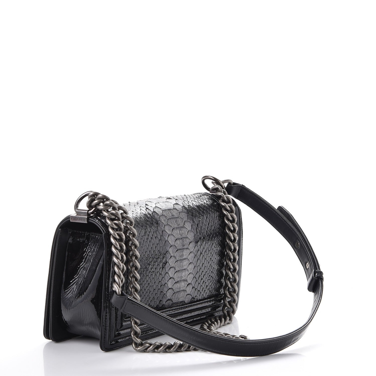 Chanel Python Patent Small Boy Flap Black 3 of 11