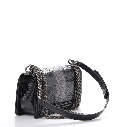 Chanel Python Patent Small Boy Flap Black 3 of 11