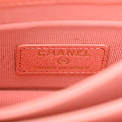 Chanel Lambskin Quilted Top Handle Flap Clutch With Chain Pink 6 of 11