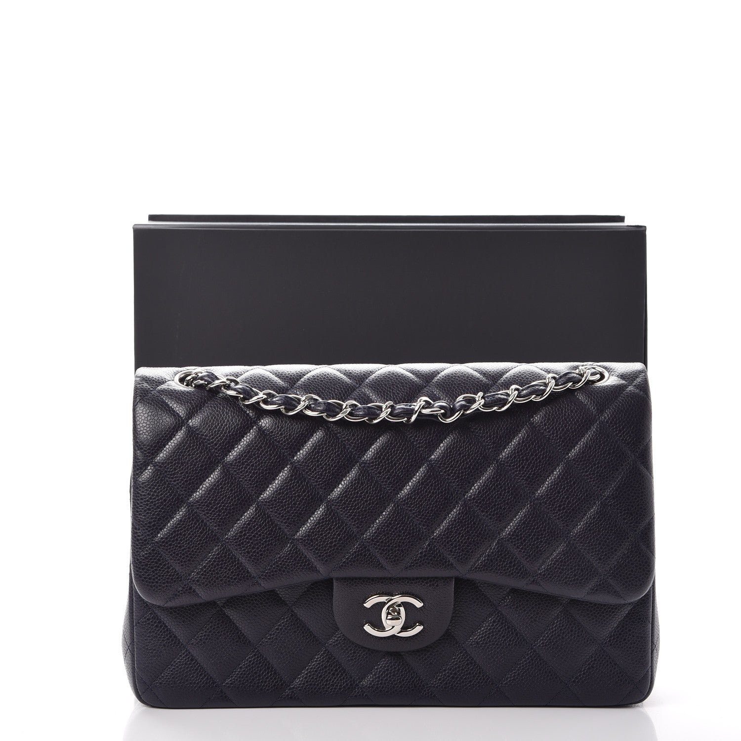 Chanel Caviar Quilted Jumbo Double Flap Navy Blue 9 of 9