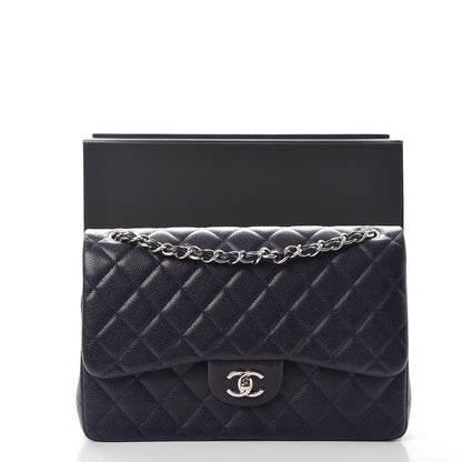 Chanel Caviar Quilted Jumbo Double Flap Navy Blue 9 of 9