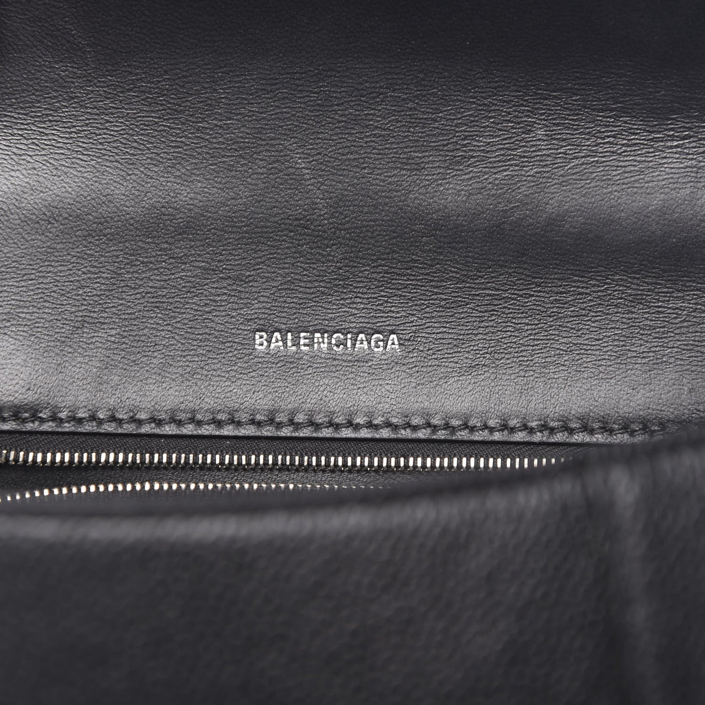 Grained Calfskin Small Hourglass Top Handle Bag Black