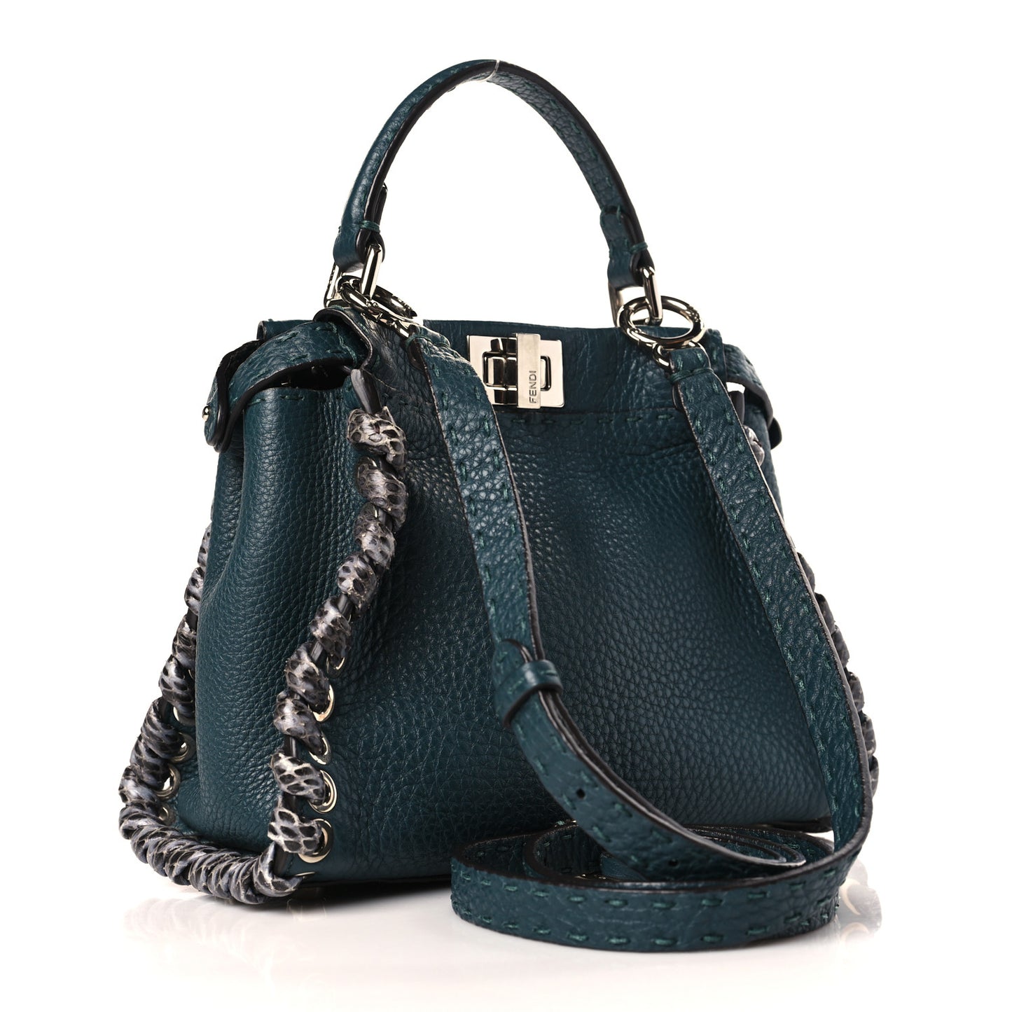 Cuoio Romano Elaphe Selleria Lace Up Bi-Color Mini Peekaboo Iconic Satchel Amazzonia