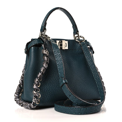 Fendi Cuoio Romano Elaphe Selleria Lace Up Bi-Color Mini Peekaboo Iconic Satchel Amazzonia 3 of 10