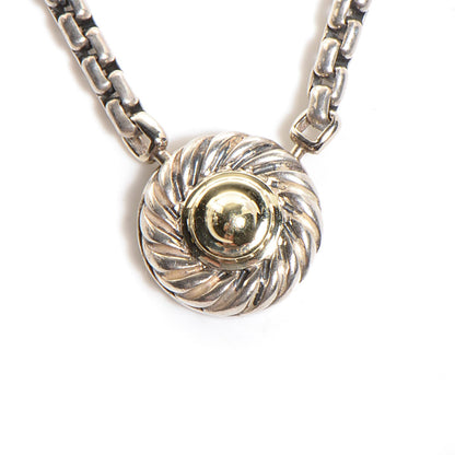 David Yurman Sterling Silver 14K Yellow Gold Cookie Pendant Necklace 3 of 7