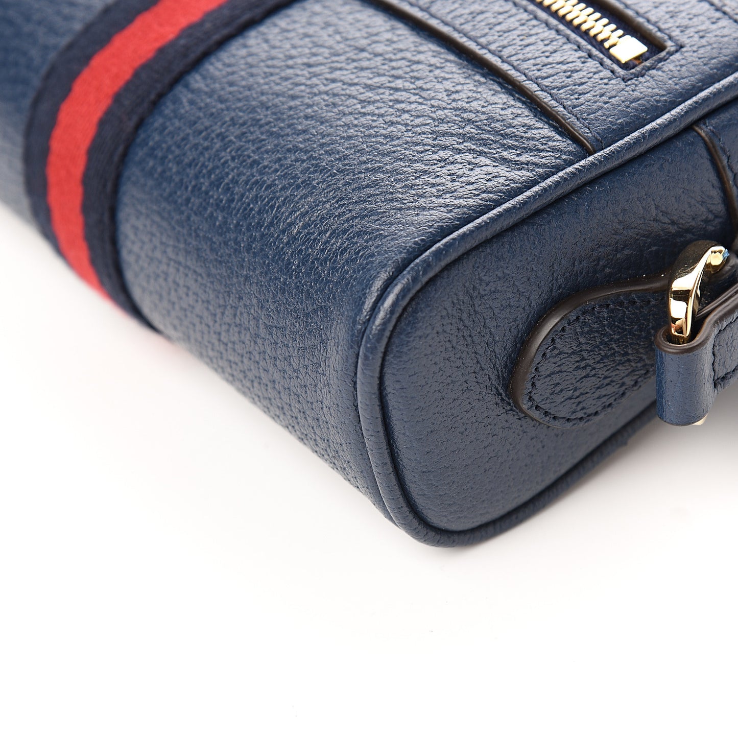 Textured Calfskin Web Mini Ophidia Shoulder Bag Blue Agata
