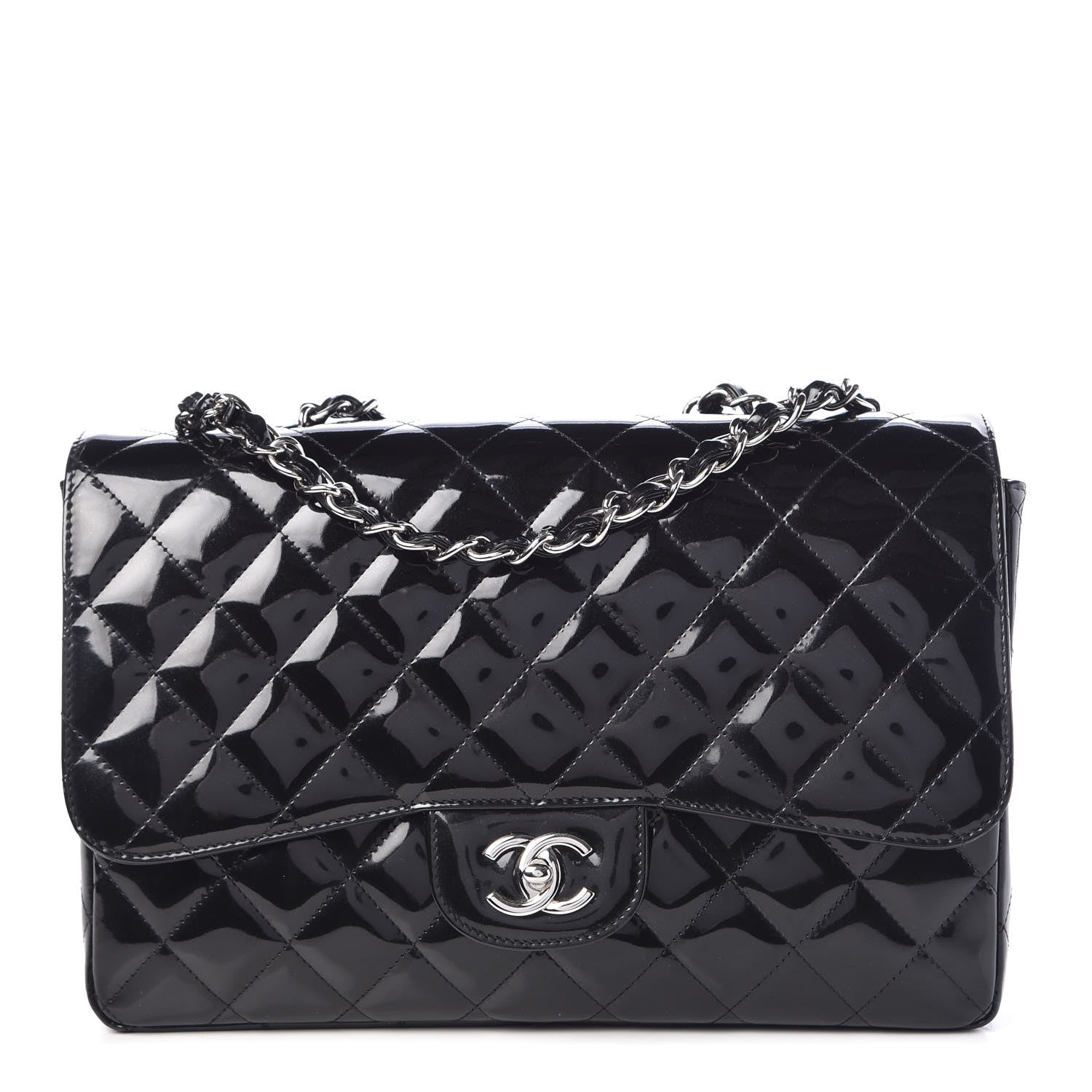 Chanel Patent Quilted Jumbo Single Flap Black 1 of 11