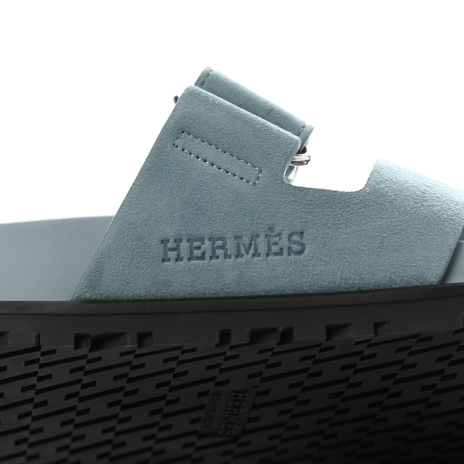 Hermes Suede Goatskin Womens Chypre Sandals 37 Vert d'eau 9 of 12