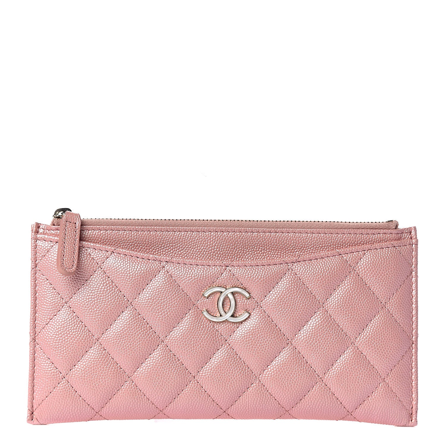 Chanel Iridescent Caviar Quilted Classic Zip Pouch Rose Pink 1 of 8