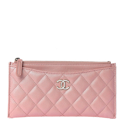 Chanel Iridescent Caviar Quilted Classic Zip Pouch Rose Pink 1 of 8