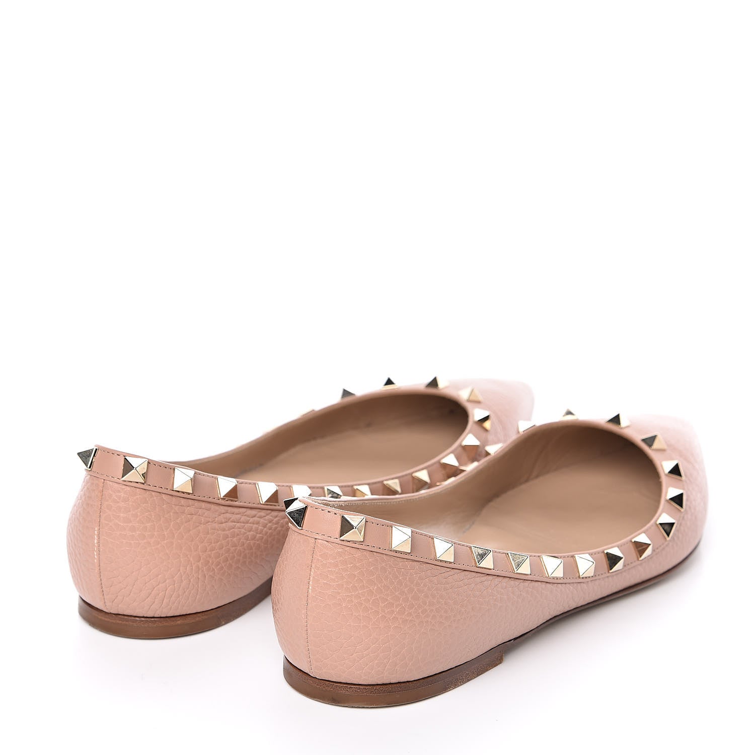 Valentino Garavani Pebbled Calfskin Rockstud Ballerina Flats 39.5 Skin Sorbet 4 of 10
