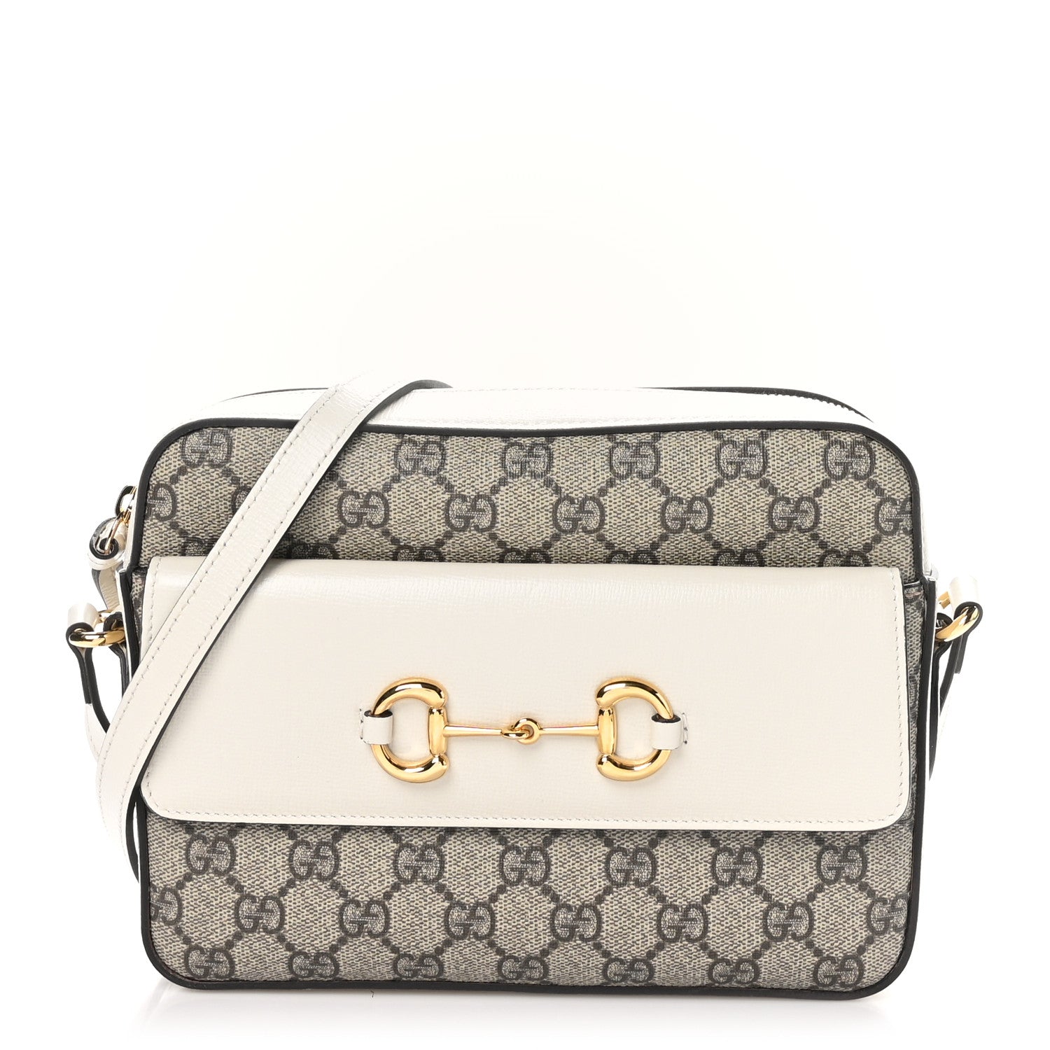 Gucci GG Supreme Monogram Small Horsebit 1955 Shoulder Bag Beige Mystic White 1 of 11