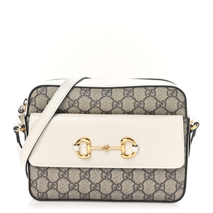 Gucci GG Supreme Monogram Small Horsebit 1955 Shoulder Bag Beige Mystic White 1 of 11
