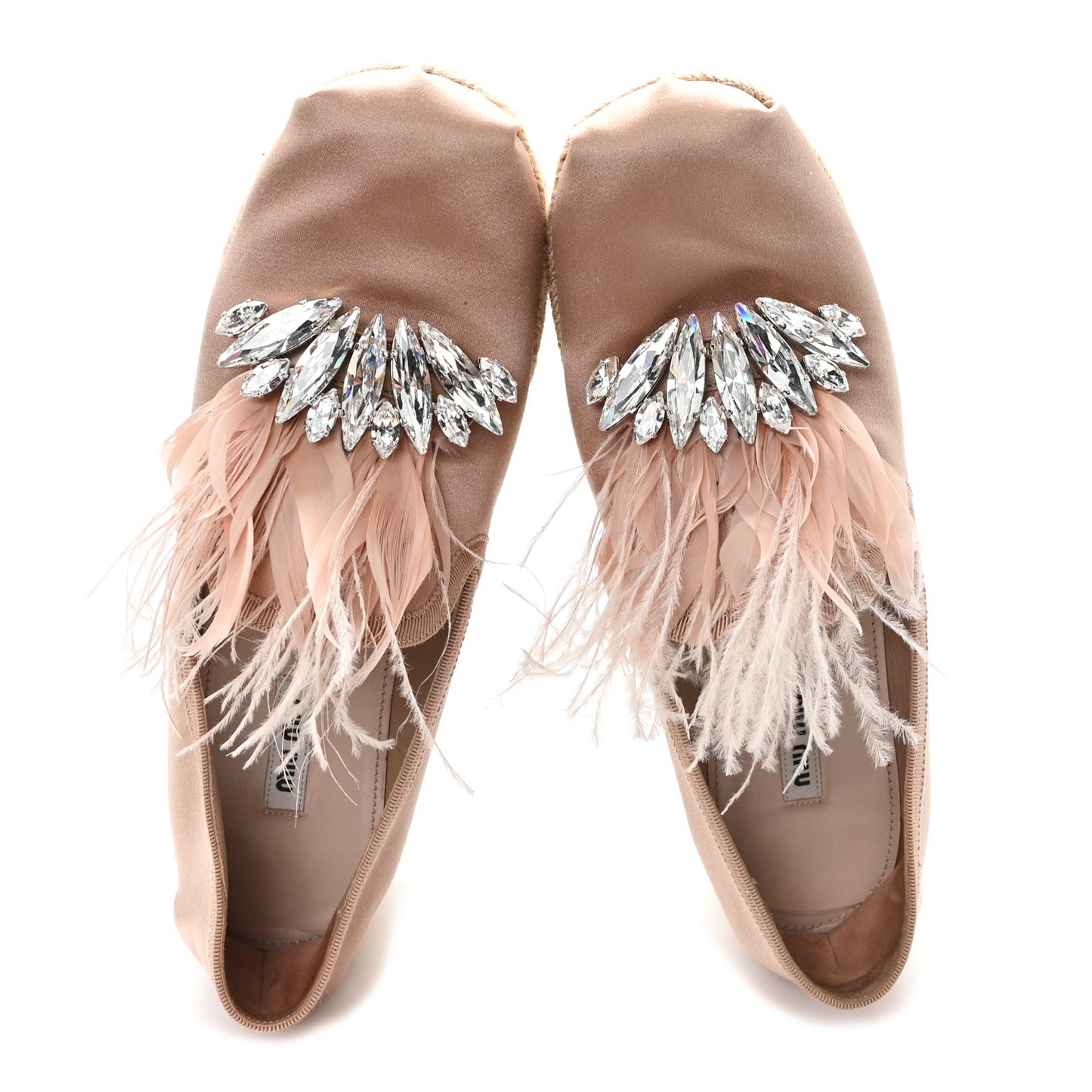 Satin Crystal Platform Espadrilles 39.5 Pink