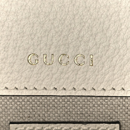 Gucci X ADIDAS Textured Dollar Calfskin Web Trefoil Mini Horsebit 1955 Shoulder Bag Off White Black 5 of 11