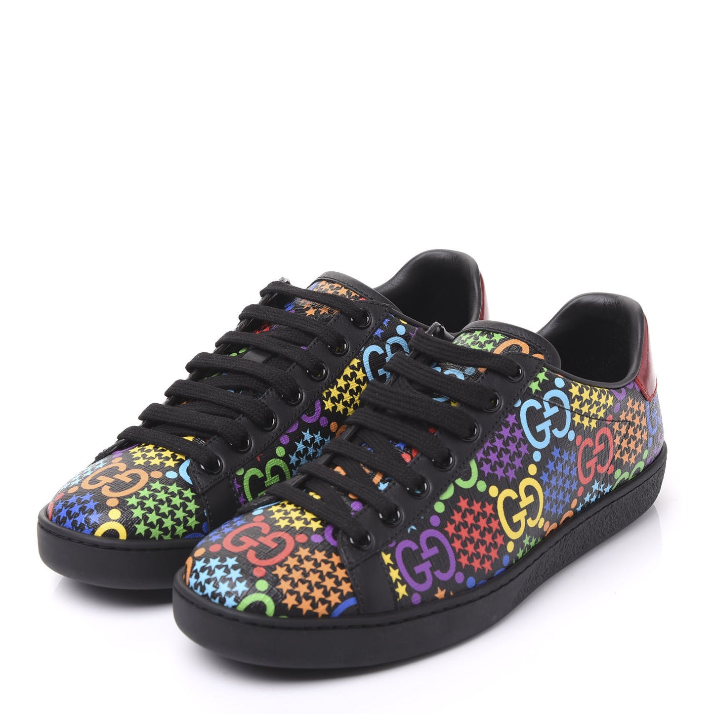 GG Supreme Monogram Psychedelic Sneakers 37 Black Multicolor